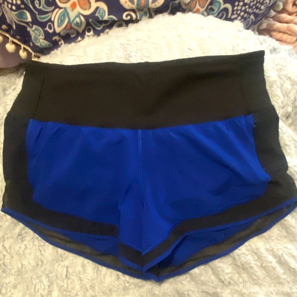 Lululemon Mind Over Miles Short (3.5") Jet Stream Blue / Black EUC Size 6 - Picture 4 of 7